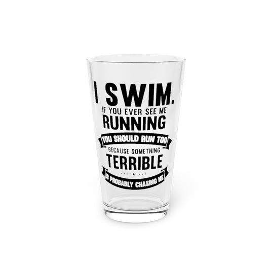 Beer Glass Pint 16oz  Humorous Swimmers Backstroke Water Sports Lover Hilarious Swimming Swim Games