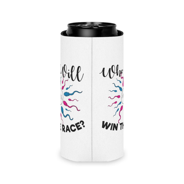 Beer Can Cooler Sleeve   Who Will Win The Race Funny Gender Announcement