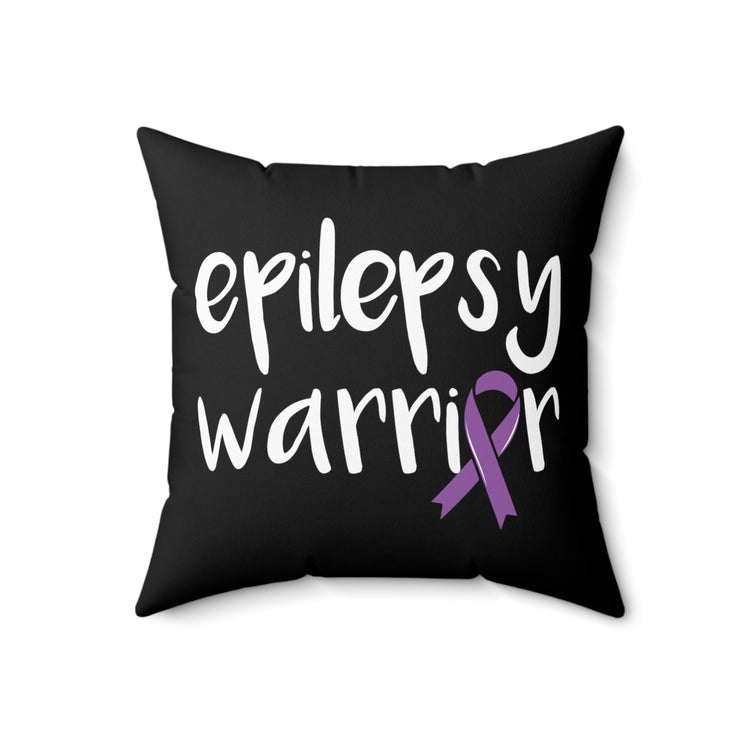 Humorous Epilepsy Fighter Childrens Violet Stripe Supporter Novelty Cramping Seizures Sick Disorders Overcomer Spun Polyester Square Pillow