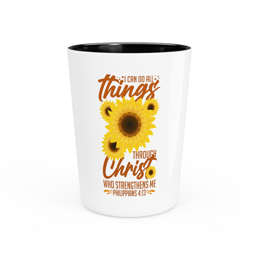 Shot Glass Party Ceramic Tequila   Inspirational Christianity Sunflowers Philippians Catholic Motivational