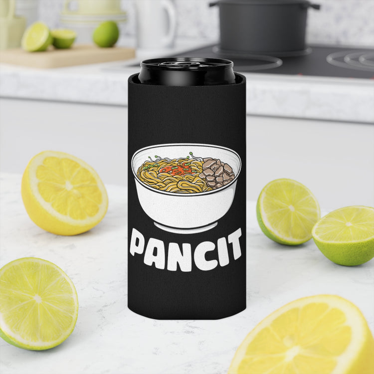 Beer Can Cooler Sleeve  Funny Pancit Filipinos Dining Cuisines Devotee Illustration Hilarious Asians