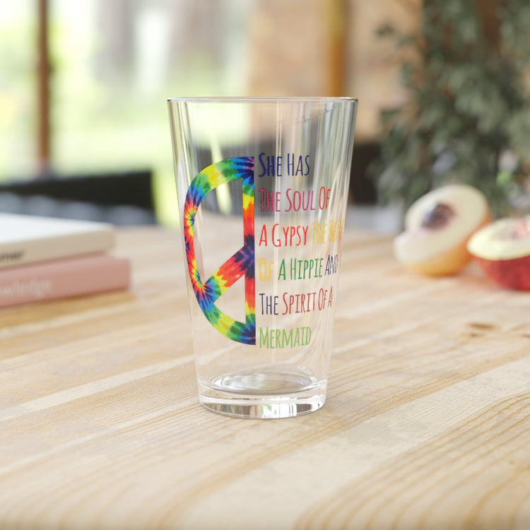 Beer Glass Pint 16oz Hippie Clothes | She Has The Soul Of Gypsy Heart Of Hippie Spirit Of Mermaid |