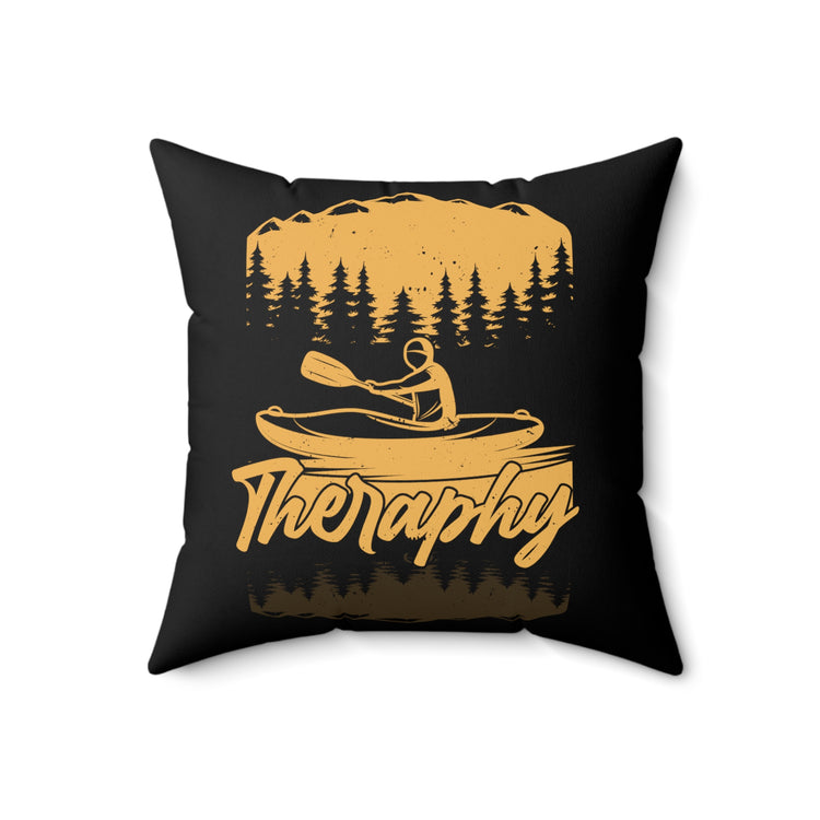 Novelty Therapist Vintage Kayaking Paddlers Canoers Lover Hilarious Old-Fashioned Canoeing Boating Devotee Spun Polyester Square Pillow