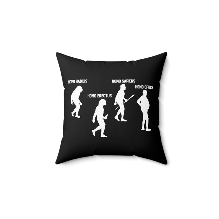 Hilarious Evolving Apes Working Remotely Illustration Pun Hilarious Evolving Apes Working Remotely Illustration Pun Spun Polyester Square Pillow