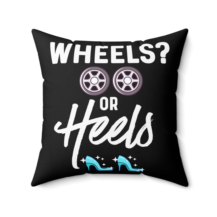 Wheels or Heels Gender Reveal Spun Polyester Square Pillow