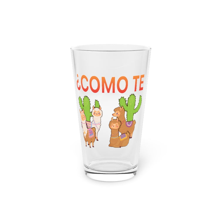 Beer Glass Pint 16oz  Humorous Spanish Professor Llama Illustration Gift | Funny Mexican