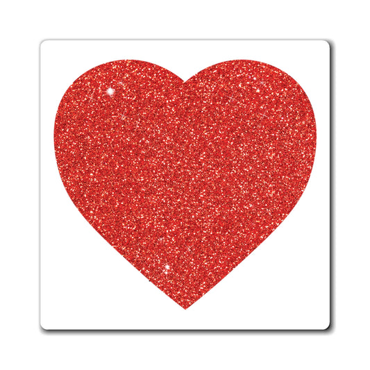 Red Glitter Effect Heart Valentines Day Men Women Magnets