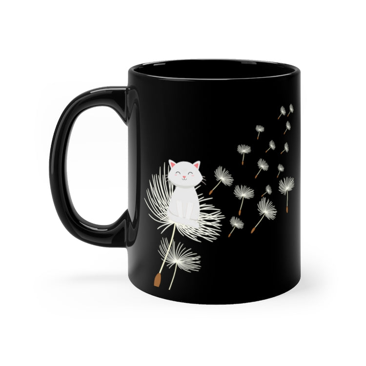 11oz Black Coffee Mug Ceramic Novelty Feline Dandelions Fur Parent Furry Pets Enthusiast Hilarious Adorable Kitty Kittens Kitties Lover