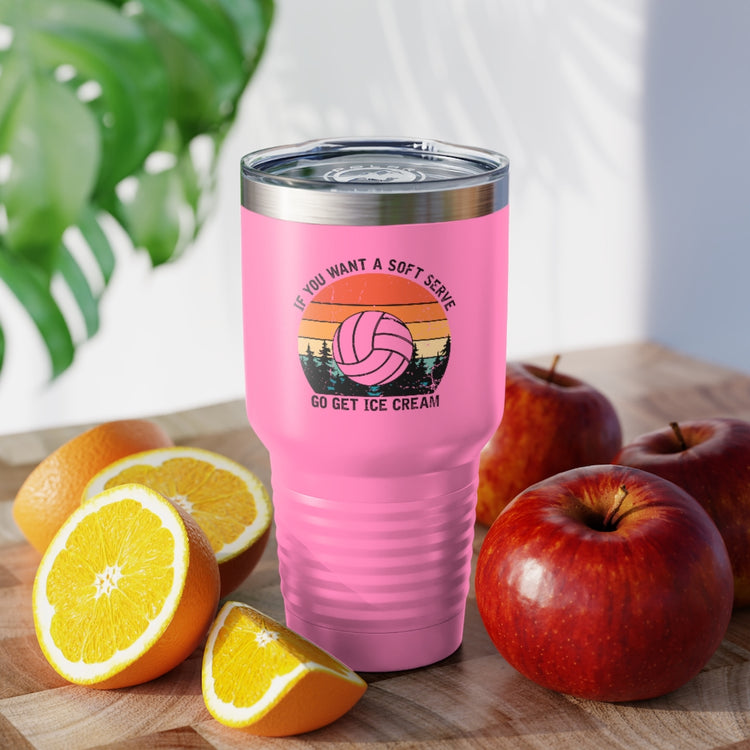 30oz Tumbler Stainless Steel  Colors Humorous Volleyball Enthusiasts Mockery Sporty Pun Sayings Funny Spikers Teams