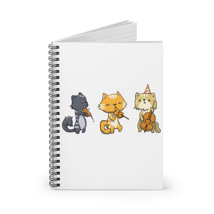 Spiral Notebook  Funny Novelty Musician Instrument  Gift Humorous Kittens Playing Violin Cute Graphic