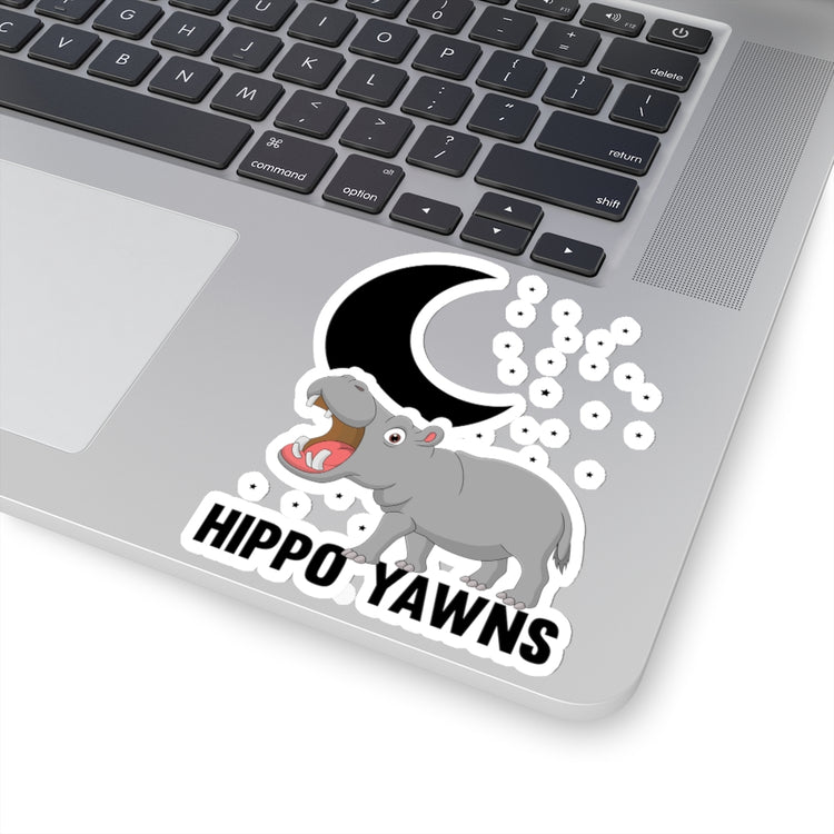 Stickers Decal Novelty Hippopotamus Yawns Comical Nightdress Nightie Outfit Hilarious Pun Stickers For Laptop Car
