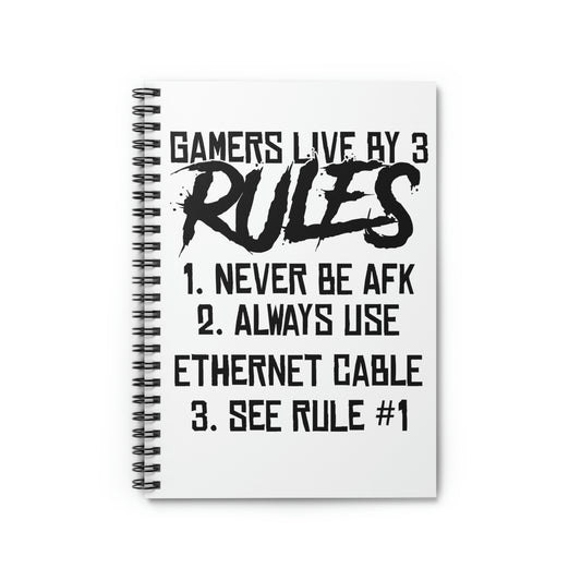 Spiral Notebook Hilarious Nostalgic Player 3 Rules Gamer  Techie Lover Novelty Amusement Men Women