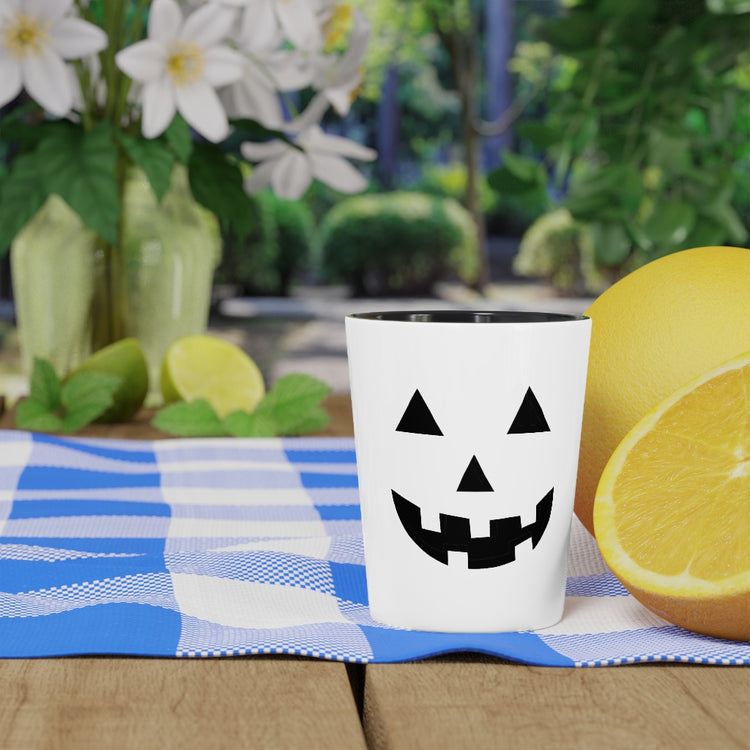 Shot Glass Party Ceramic Tequila  Humorous Pumpkins Illustration Tricks Treats Enthusiasts Pun Hilarious Tricking