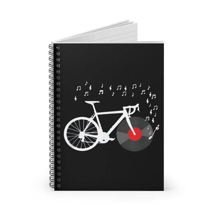 Spiral Notebook Hilarious Riding Bicyclist Old-Fashioned Sounds Humorous  Biker Recorder Playing Men Women