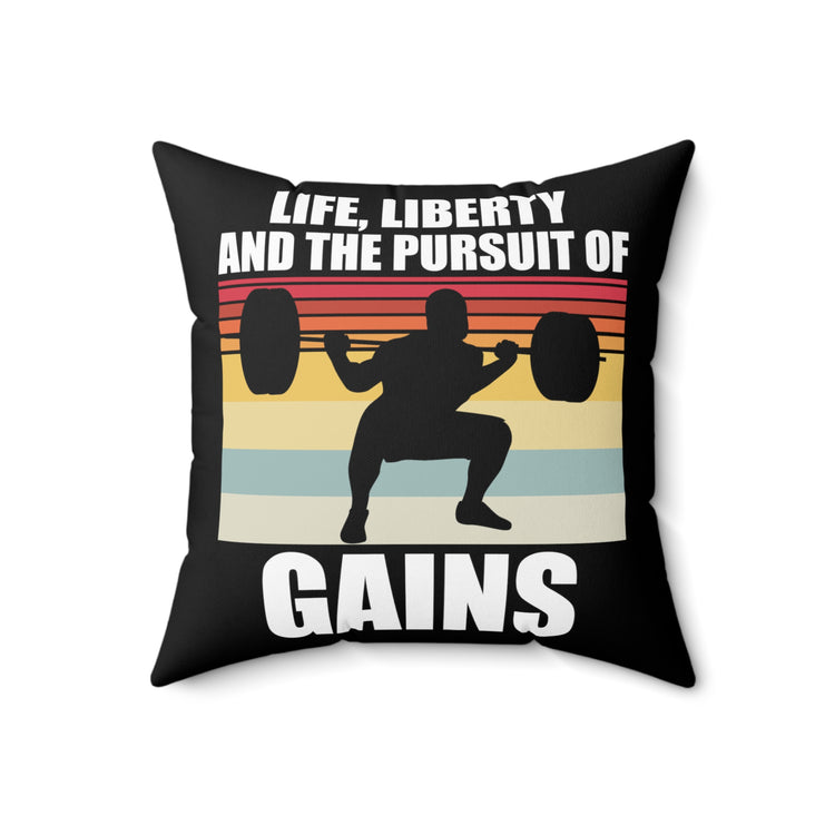 Novelty Patriotic Weightlifter Bodybuilder Bodybuilding Fan Hilarious Chauvinistic Physical FItness Working Out Lover Spun Polyester Square Pillow