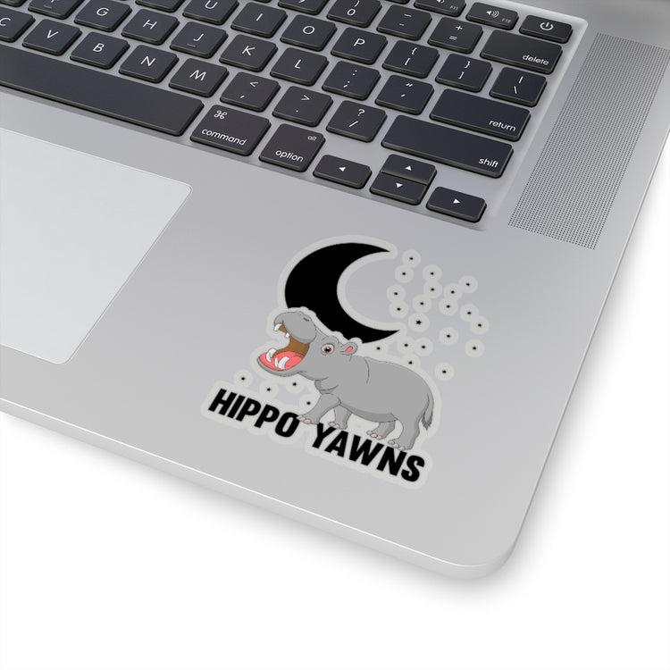 Stickers Decal Novelty Hippopotamus Yawns Comical Nightdress Nightie Outfit Hilarious Pun Stickers For Laptop Car