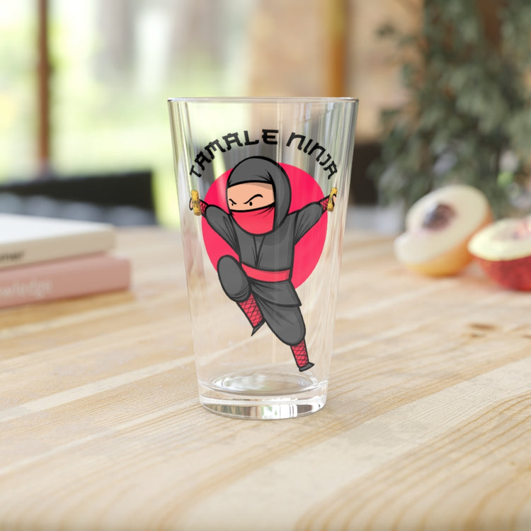 Beer Glass Pint 16oz  Hilarious Spanish Mexican Foodie Tamale Martial Arts Ninja Humorous Tamales