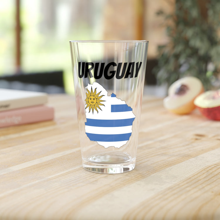 Beer Glass Pint 16oz  Motivational Uruguay Prideful Appreciation Puns Women Men Hispanic Illustration Uruguayan Flag Latin America