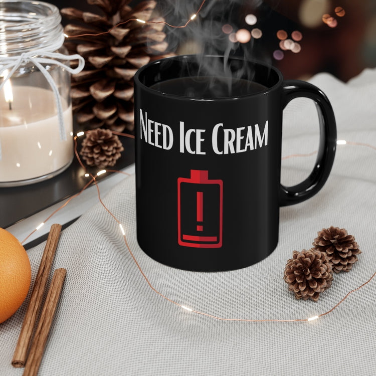 11oz Black Coffee Mug Ceramic  Humorous Chilled Treats Frozen Desserts Sweets Enthusiast Novelty Sherbet Gelato Popsicle Yogurt Dairy Lover