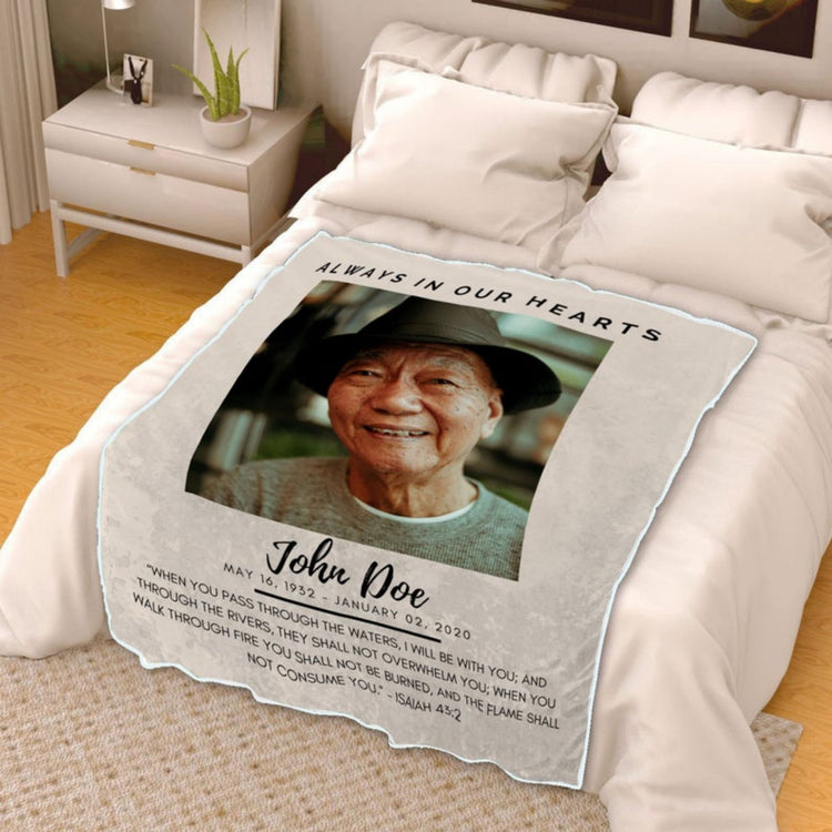 Personalized Memorial Photo Name Quote Blanket