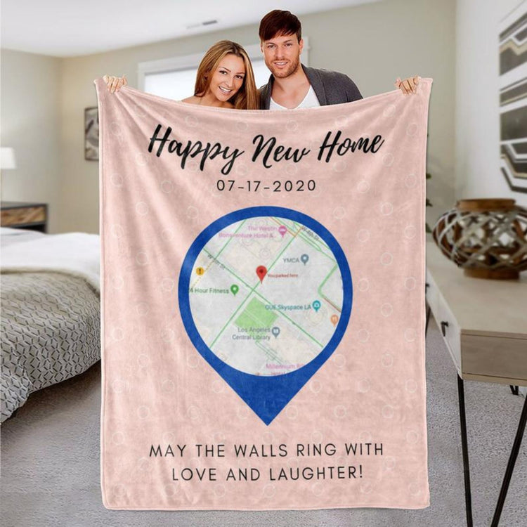 Personalized New Home Map Blanket
