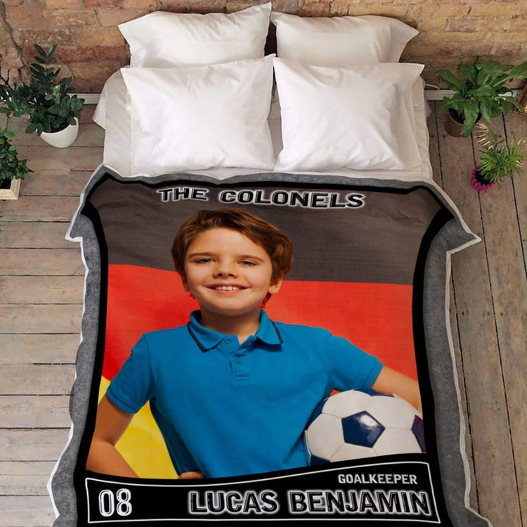 Personalized Soccer Trading Card Blanket