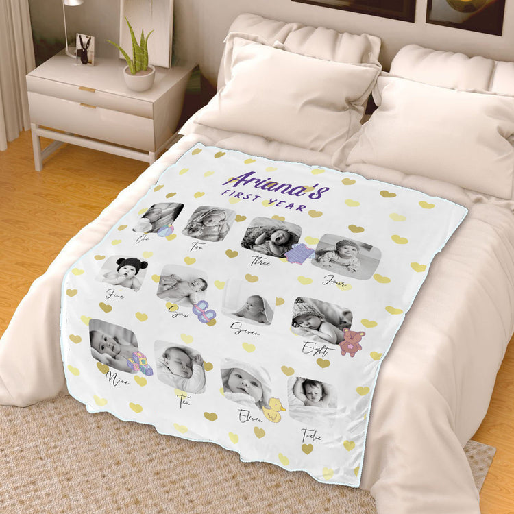 Personalized Baby Milestone Photo Blanket