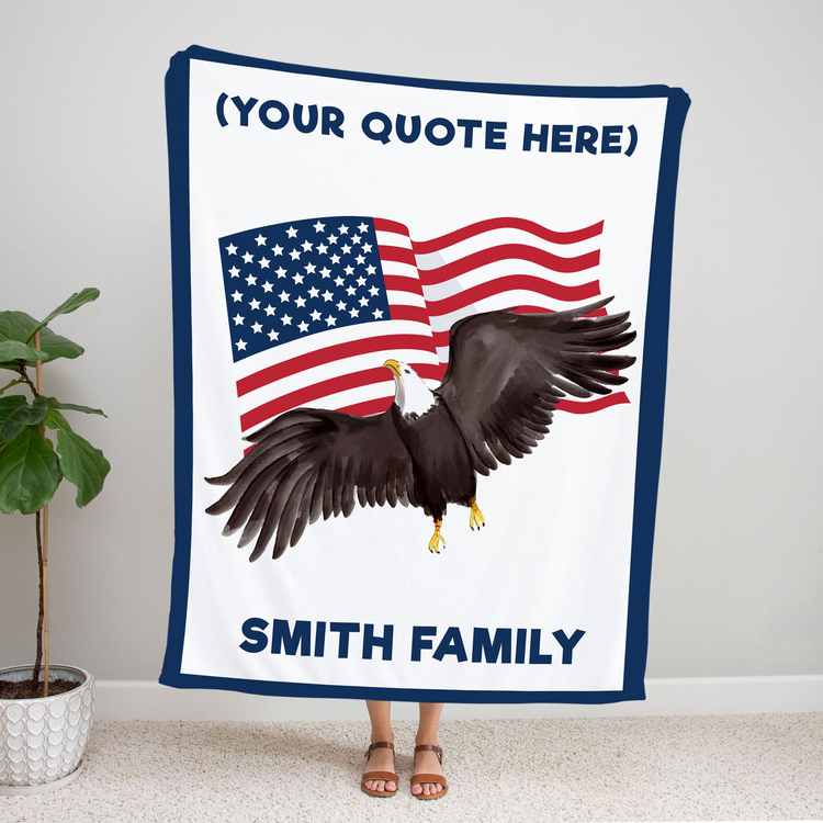 Personalized Quote Family Name America Patriotic Blanket