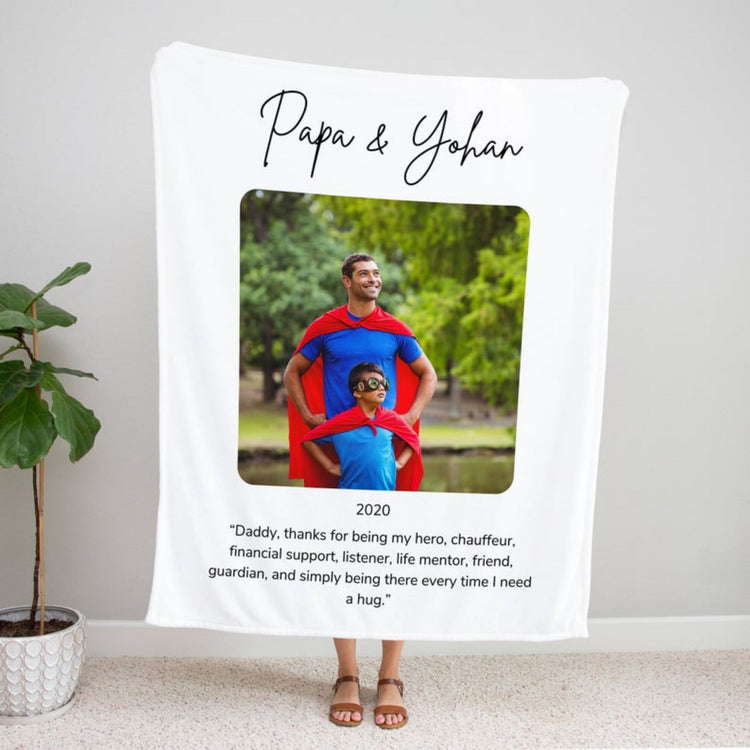 Personalized Son And Father Photo Blanket