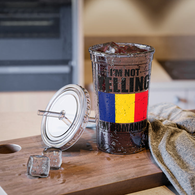 16oz Plastic Cup Humorous Nationalistic Patriotic Romanian Country Hometown Nationalism Birthplace City Home Lover
