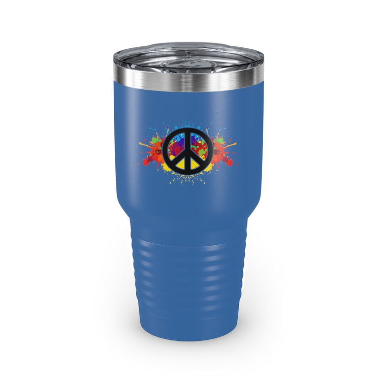 30oz Tumbler Stainless Steel  Colors Hilarious Paint Peace Hipsters Sign Illustration Gags Humorous Splattered