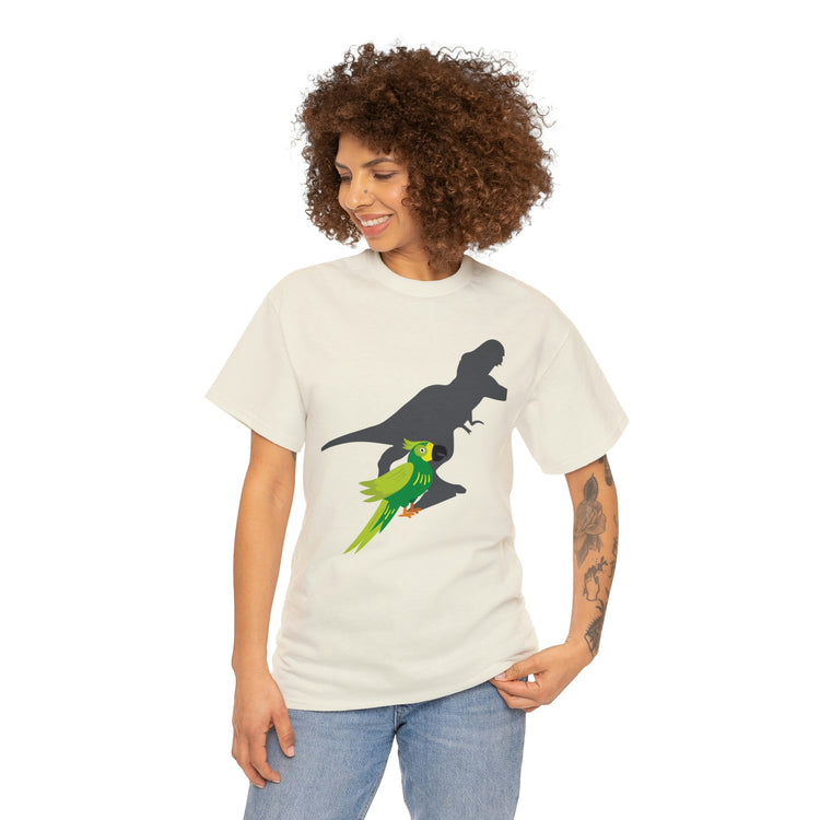 Shirt Funny Screaming Parrot Courageous Dinos Cockatiel Bird Dinosaur Animal Comical T-Shirt Unisex Heavy Cotton Tee