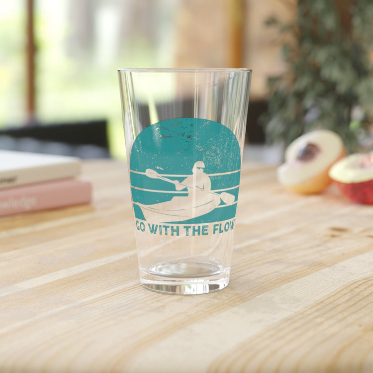 Beer Glass Pint 16oz  Vintage Kayaking Illustration Travel Sayings