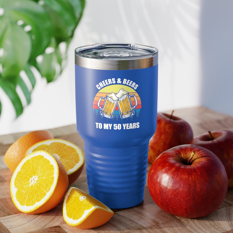 30oz Tumbler Stainless Steel Colors  Novelty Vintage Cheers And Beer To My 50 Years Celebrant Hilarious Birth Feasts Party Celebratory Celebrate