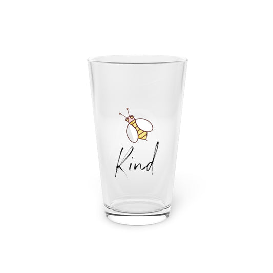 Beer Glass Pint 16oz Bee Kind Kindness