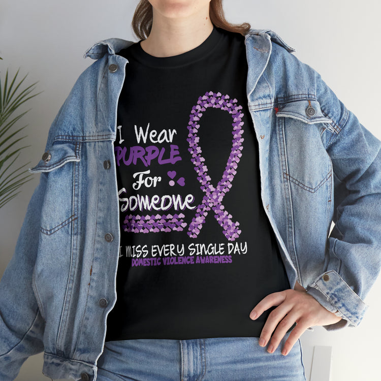 Shirt Funny Wear Purple Domestic Violence Awareness Survivor Fun Empowerment Support T-Shirt Unisex Heavy Cotton Tee