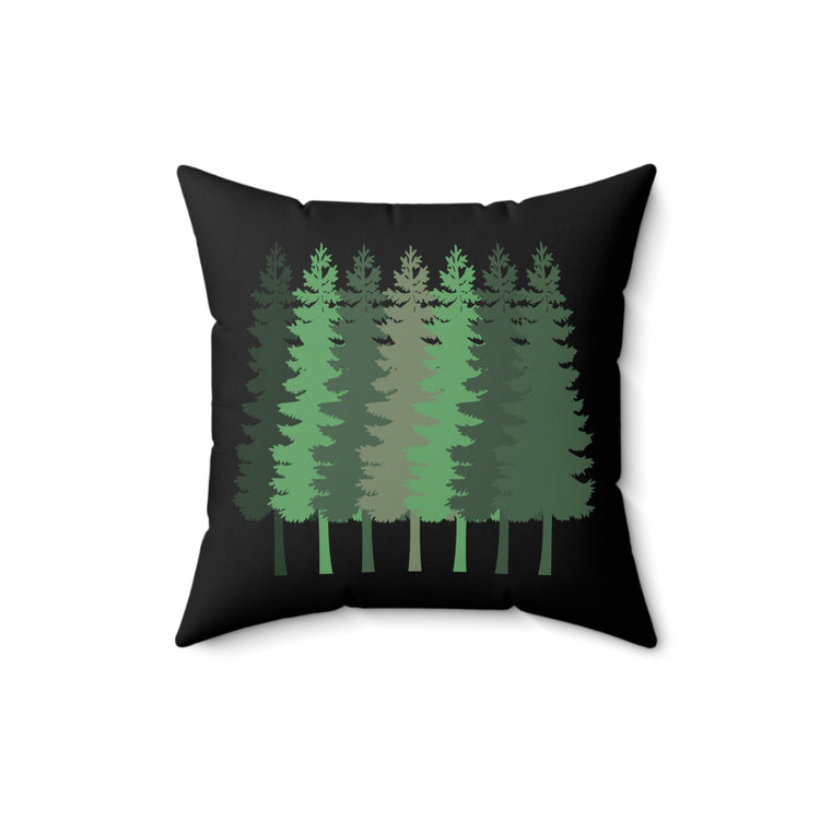 pine tree Happy Camper Mountain Camping Hiking Spun Polyester Square Pillow