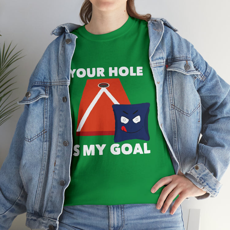 Shirt Funny Your Hole's My Goal Illustration Golfer Hilarious Golf Competition Sports T-Shirt Unisex Heavy Cotton Tee