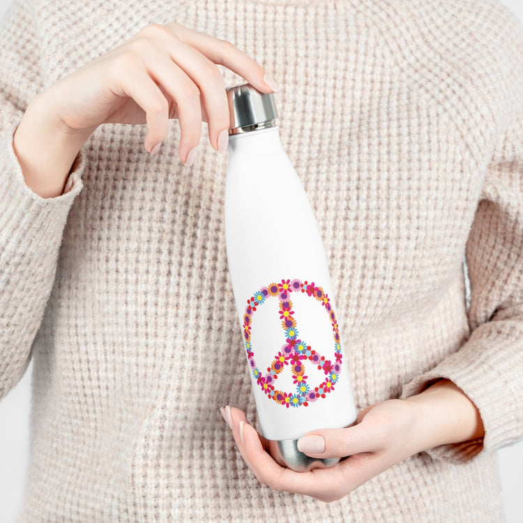 20oz Insulated Bottle Floral Peace Sign Aesthetic Clothing Peace