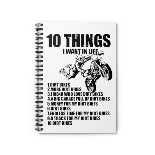 Spiral Notebook  Funny Interesting Bikes Types Lists Motorcycling Enthusiasts Humorous Bikers