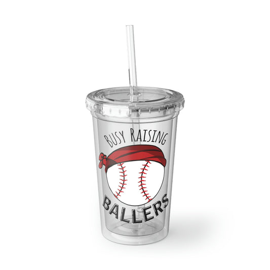16oz Plastic Cup Humorous Busiest Mommas Parenting Illustration Baseball  Funny Working