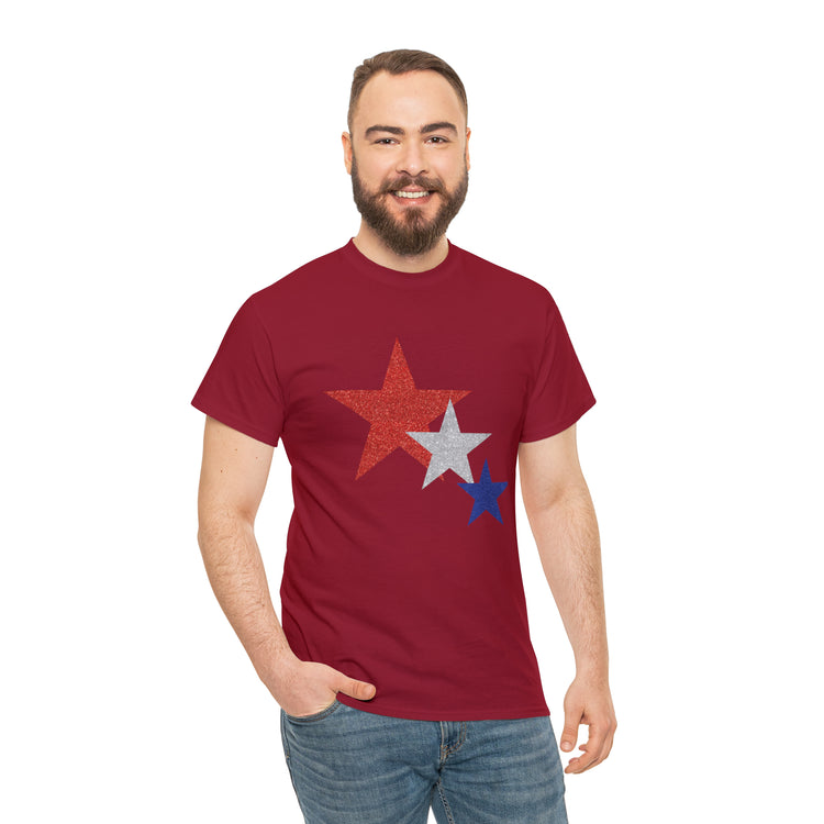 Shirt Funny Three Stars Fourth Of July Fireworks Holiday  Hilarious Patriotic Party T-Shirt Unisex Heavy Cotton Tee