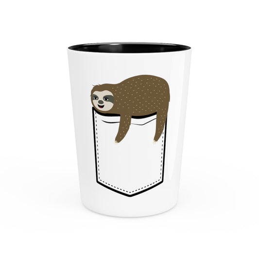 Shot Glass Party Ceramic Tequila  Humorous Sloths Laziness Sarcastic Pocket Illustration Gag Hilarious