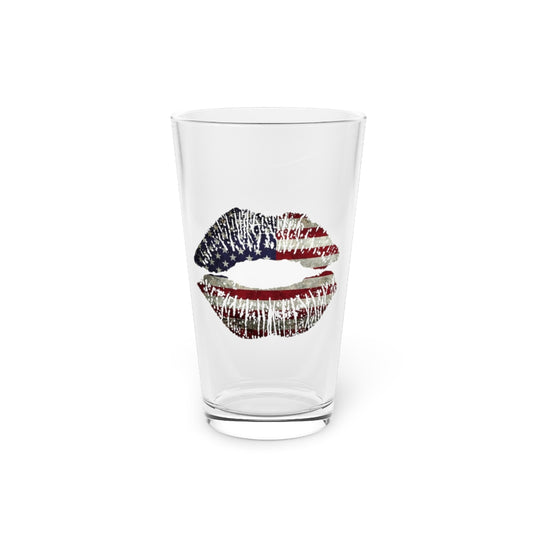 Beer Glass Pint 16oz  4th of July Lips 4th of July
