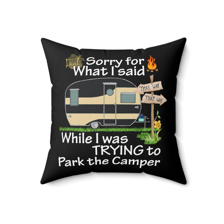 Humor Trailer Camper Family Wilderness Trip Spun Polyester Square Pillow