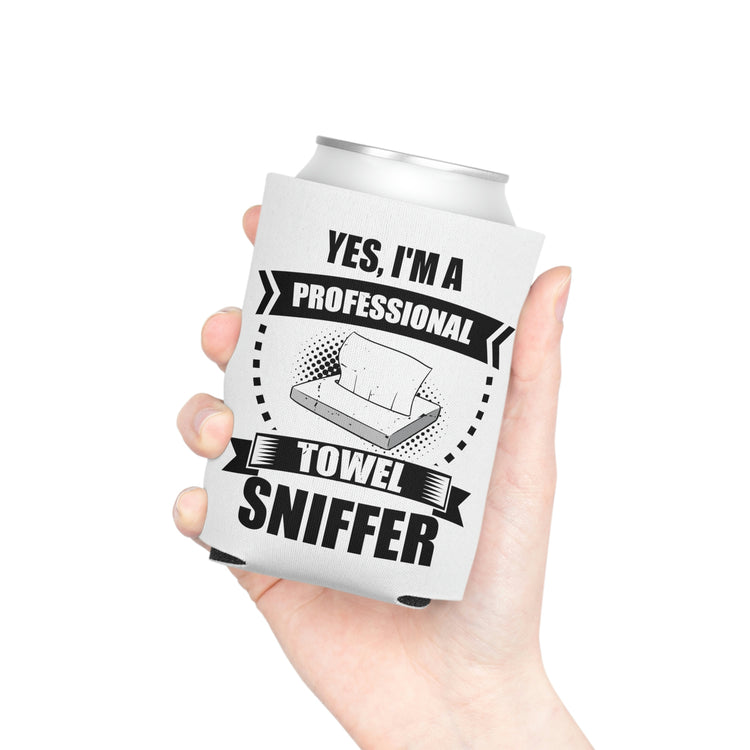 Beer Can Cooler Sleeve Funny I'm a Professional Towel Sniffer Snif Test  Humorous Scent Expert Smell Occupation