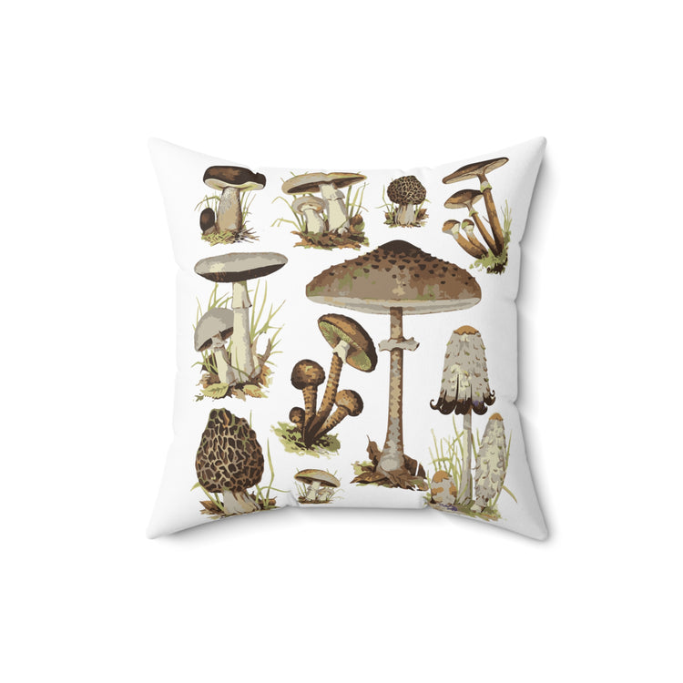 Mushroom Hunting Botanical Spun Polyester Square Pillow