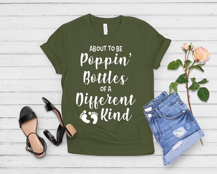 About To Be Poppin' Bottles Of A Different Kind Future Mom Baby Bump Shirt - Teegarb