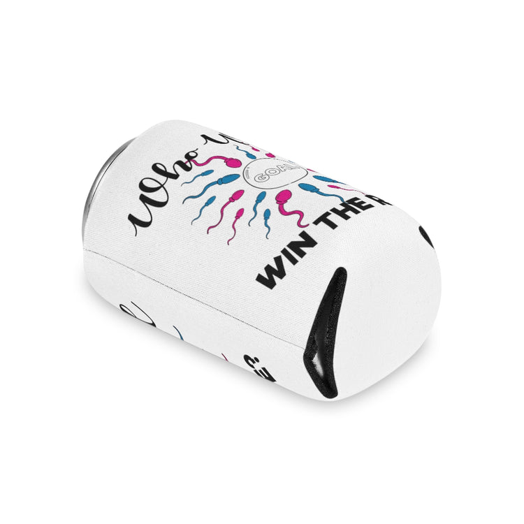 Beer Can Cooler Sleeve   Who Will Win The Race Funny Gender Announcement