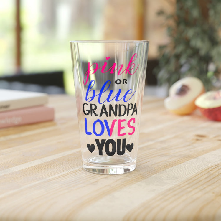 Beer Glass Pint 16oz  Pink Or Blue Grandpa Loves You Gender Reveal Grandfather